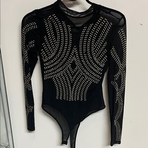 Black Embellished Bodysuit